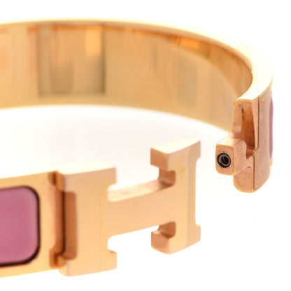 Hermes Enamel Narrow Clic Clac H Bracelet PM Bois De Rose 4 of 6