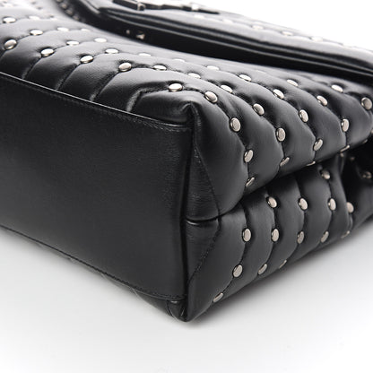 Saint Laurent Calfskin Studded Y Quilted Monogram Medium Loulou Chain Satchel Black 8 of 9