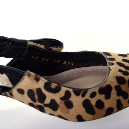Christian Dior Calf Hair Lambskin Leopard Sweet D Slingback Pumps 37.5 8 of 8