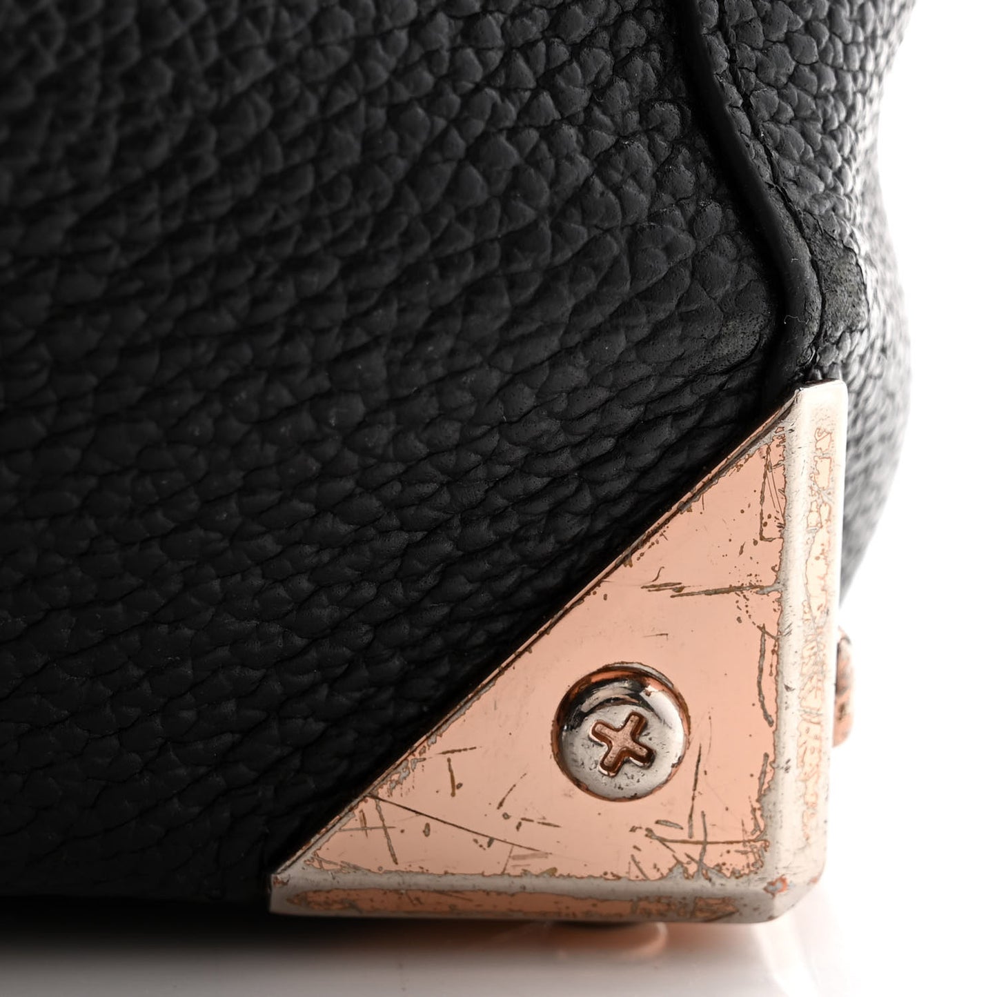 Pebbled Calfskin Large Prisma Skeletal Tote Black Rose Gold Hardware