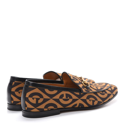 Gucci Canvas Rhombus Horsebit Mens Jordaan Loafers 8 Camel Brown Black 4 of 8