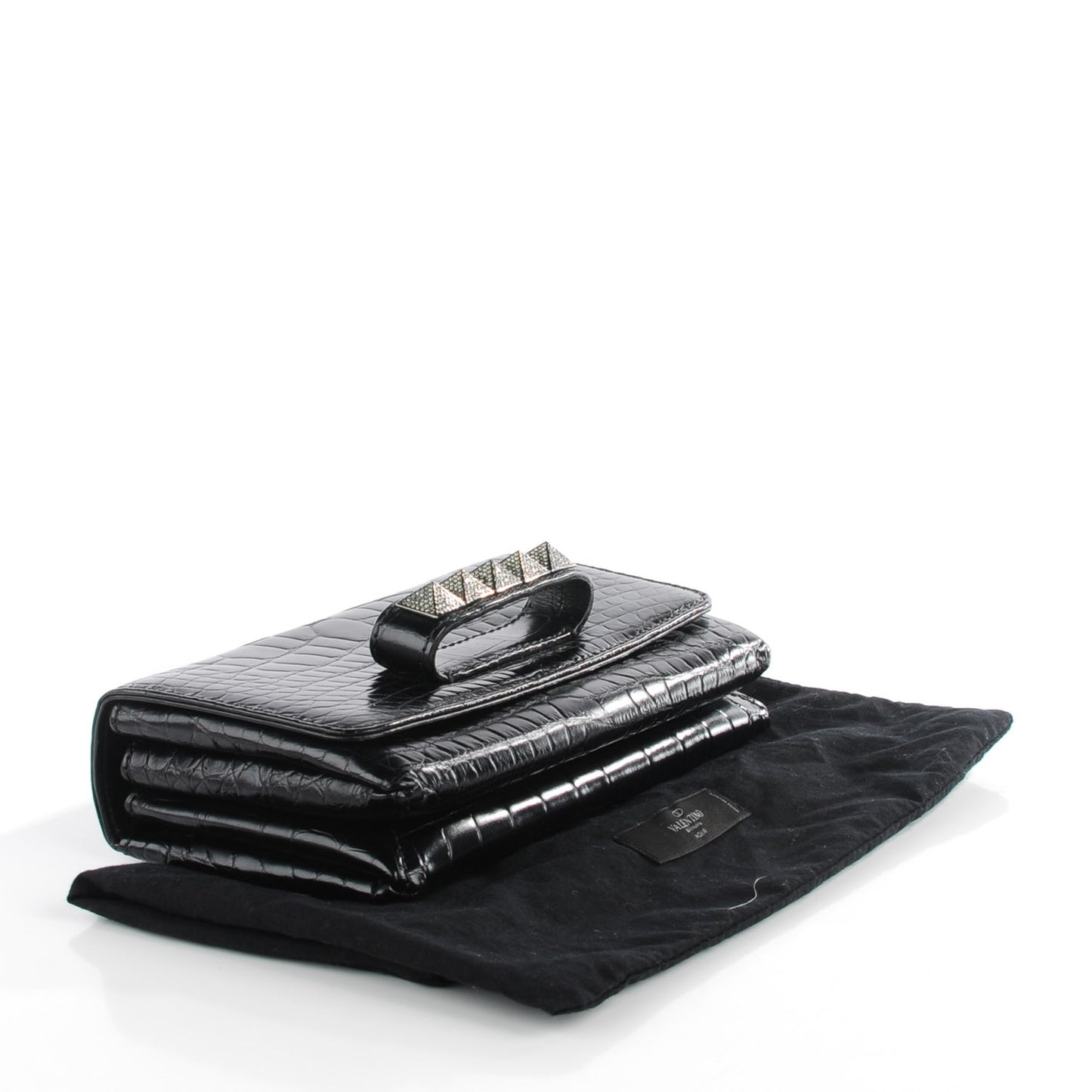 Crocodile Crystal Encrusted Studs Va Va Voom Shoulder Bag Black