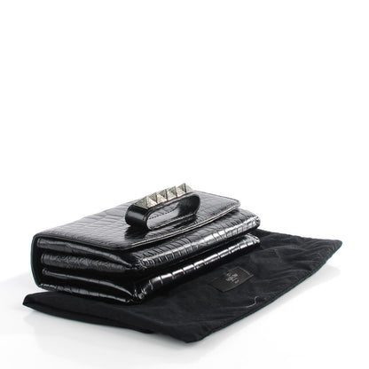 Valentino Garavani Crocodile Crystal Encrusted Studs Va Va Voom Shoulder Bag Black 4 of 8
