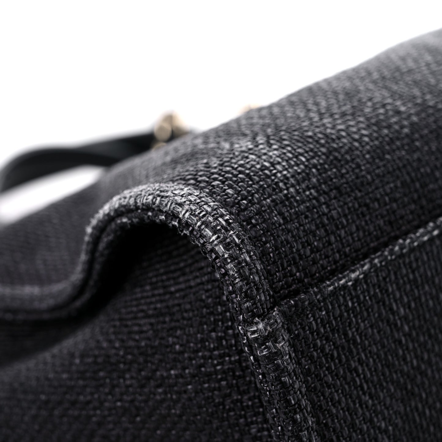 Woven Straw Raffia Large Deauville Tote Black
