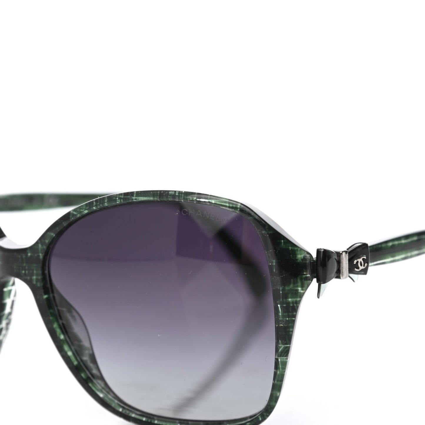 Acetate CC Tweed Effect Bow Sunglasses 5205 Green