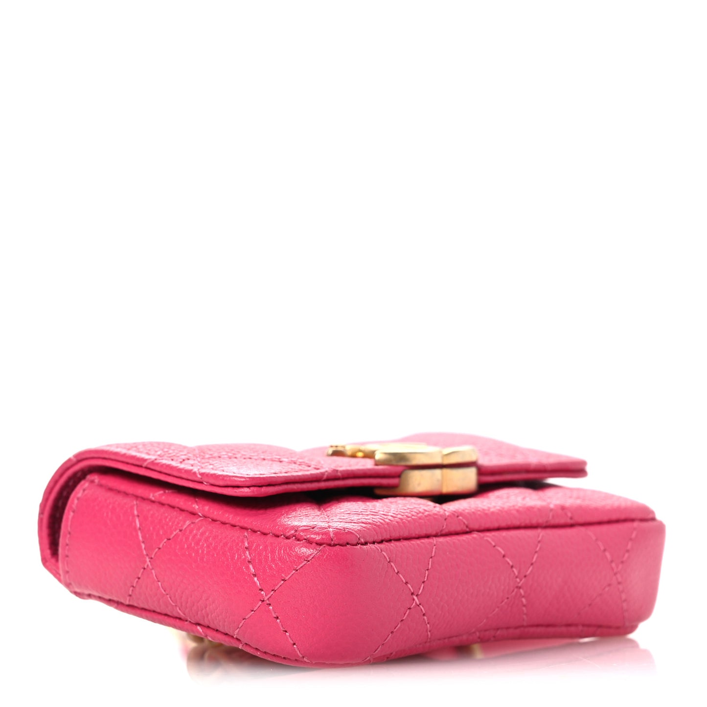 Shiny Caviar Quilted Chain Melody Belt Bag Dark Pink