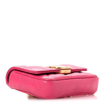 Chanel Shiny Caviar Quilted Chain Melody Belt Bag Dark Pink 4 of 12
