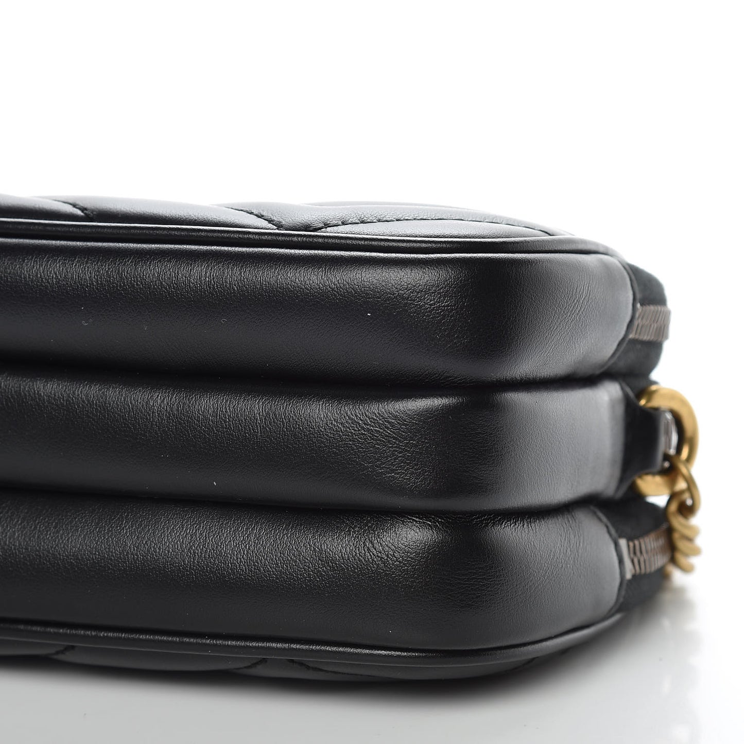 Calfskin Matelasse Mini GG Marmont Chain Crossbody Bag Black