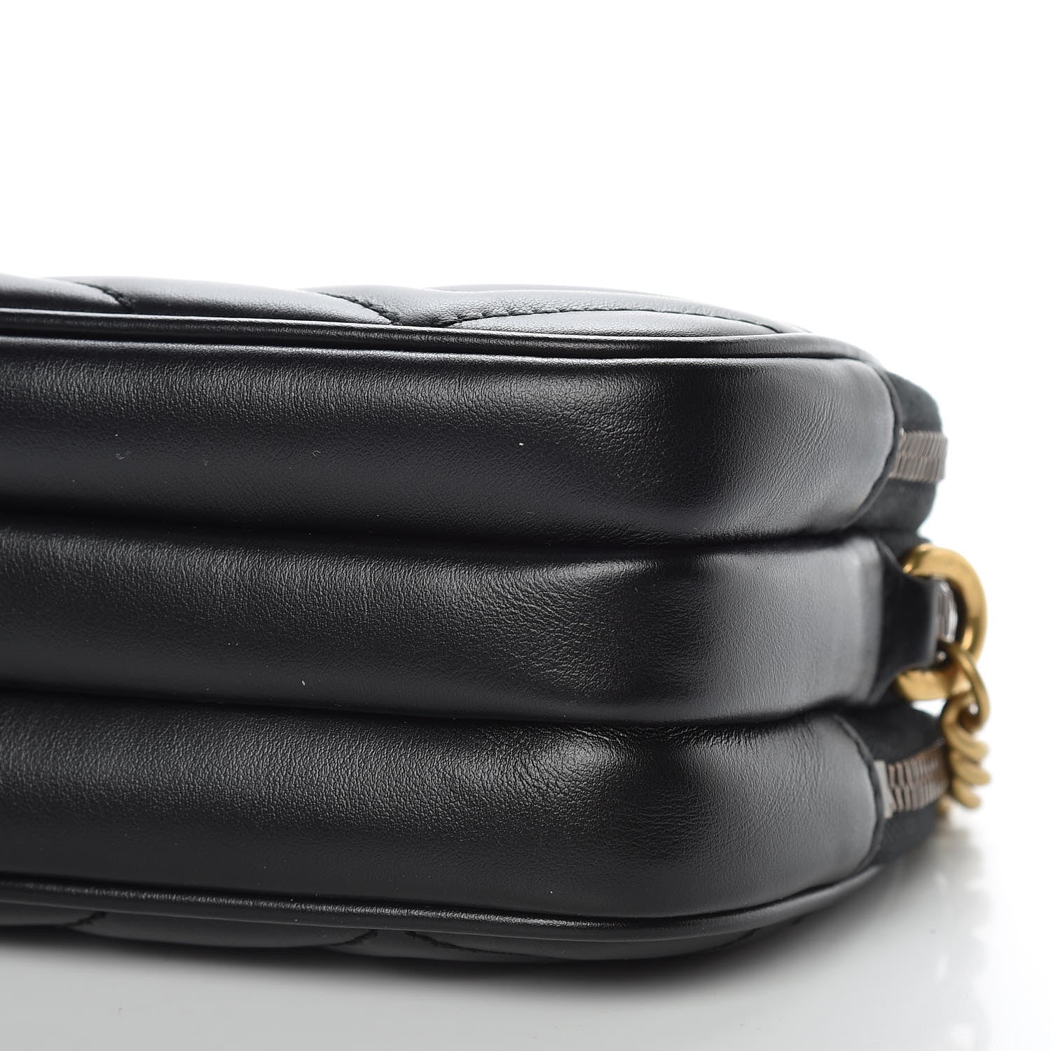 Gucci Calfskin Matelasse Mini GG Marmont Chain Crossbody Bag Black 9 of 10
