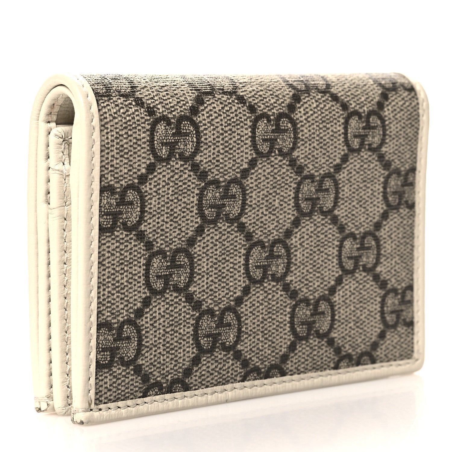 Gucci GG Supreme Monogram Azalea Calfskin Horsebit 1955 Card Case Wallet Beige Ebony Mystic White 3 of 9