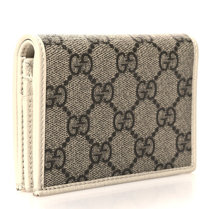 Gucci GG Supreme Monogram Azalea Calfskin Horsebit 1955 Card Case Wallet Beige Ebony Mystic White 3 of 9