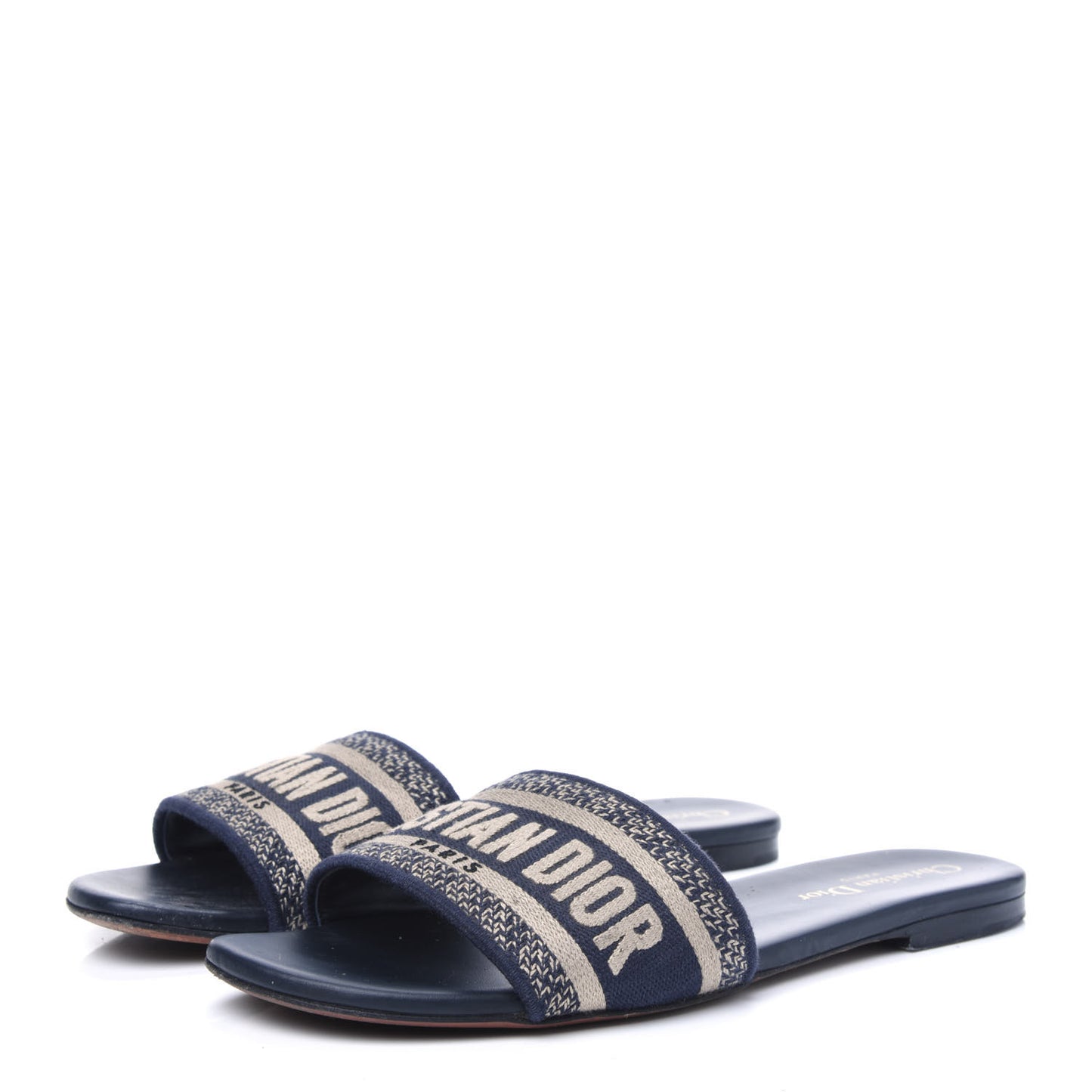 Canvas Embroidered Dway Mules Slide Sandals 38 Deep Blue
