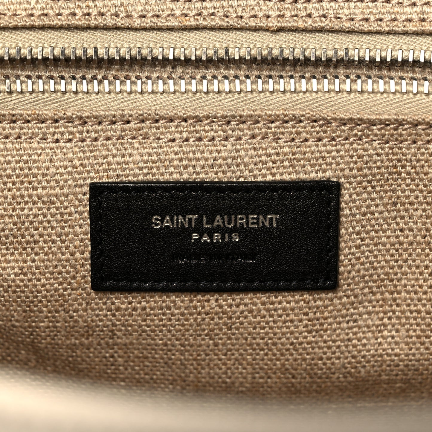 Linen Calfskin Small Rive Gauche Tote Greggio Natural