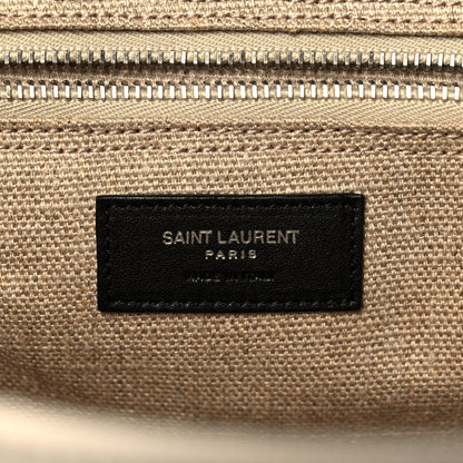 Saint Laurent Linen Calfskin Small Rive Gauche Tote Greggio Natural 6 of 9