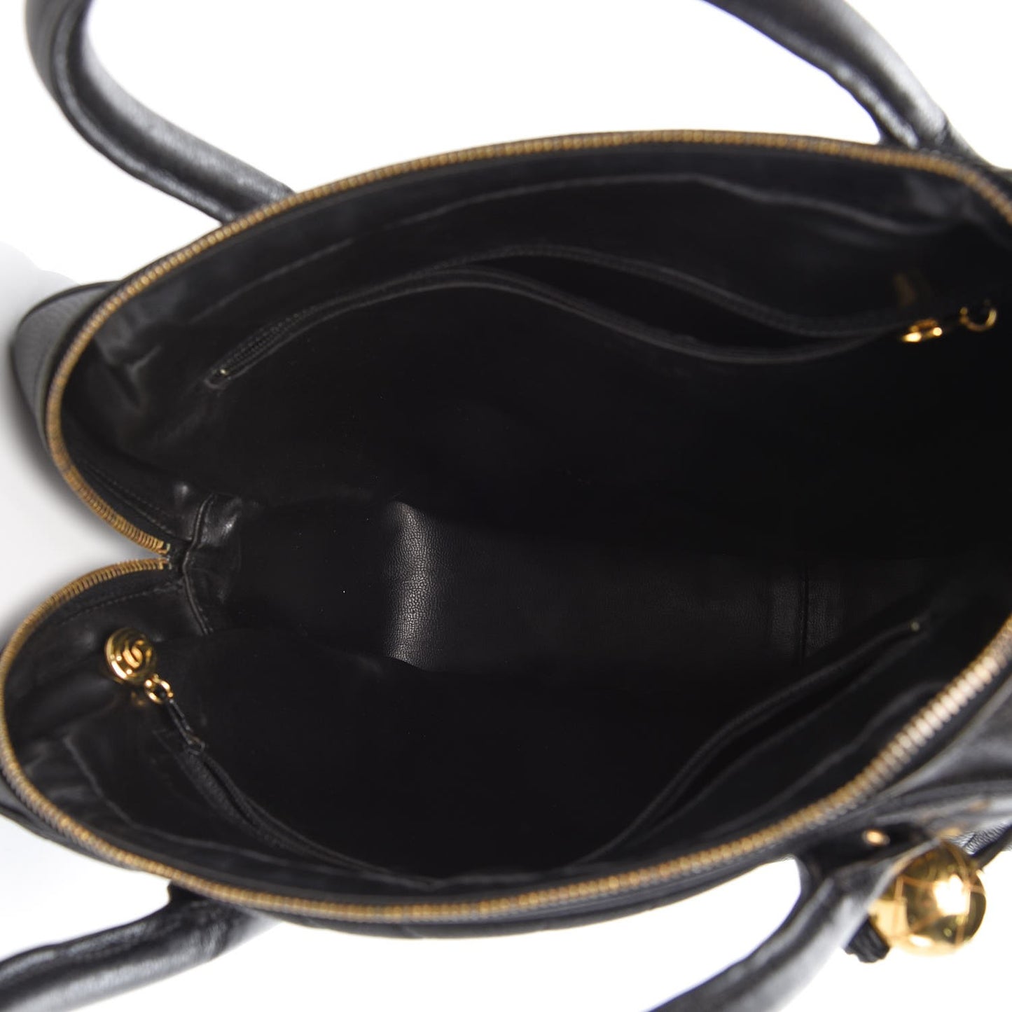 Caviar Chevron Top Handle Bag Black