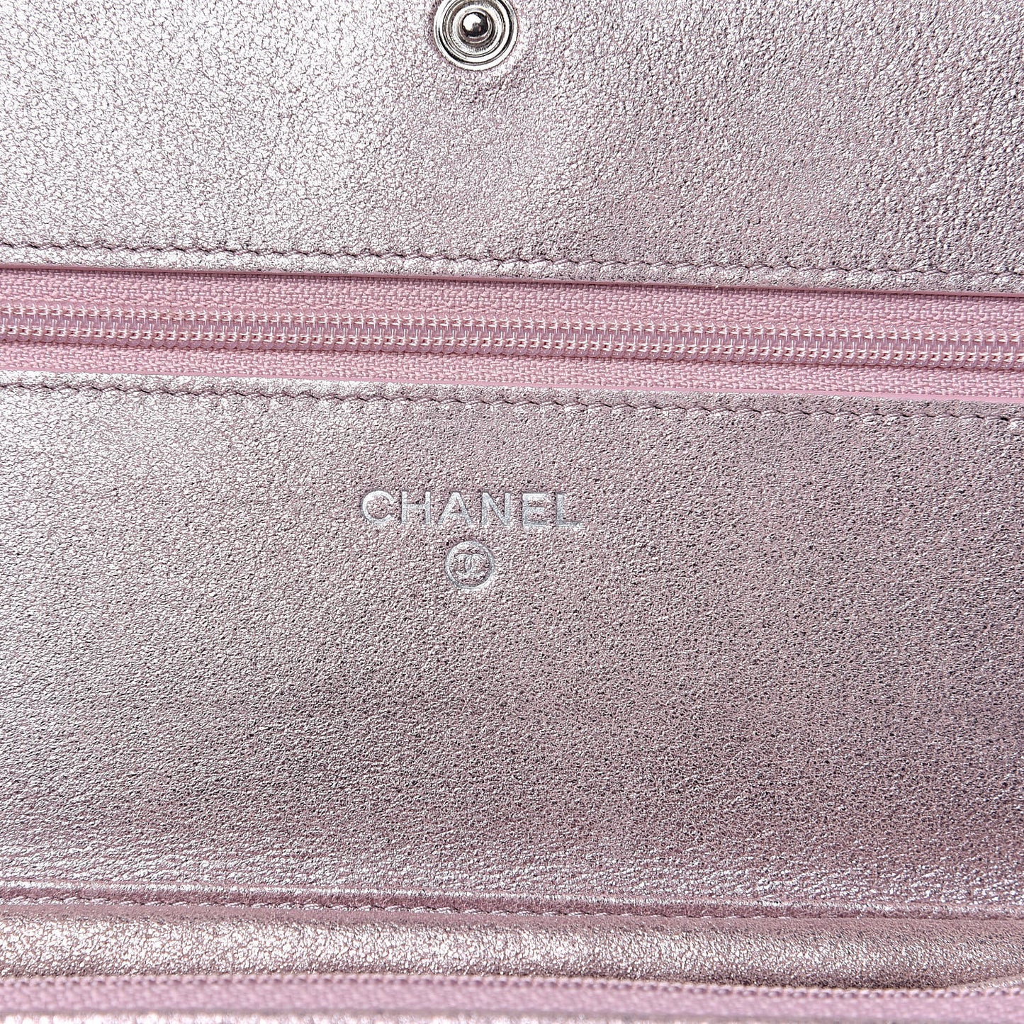 Iridescent Calfskin Quilted Wallet on Chain WOC Light Pink