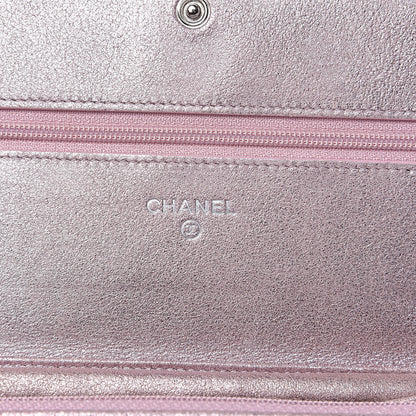 Chanel Iridescent Calfskin Quilted Wallet on Chain WOC Light Pink 7 of 12