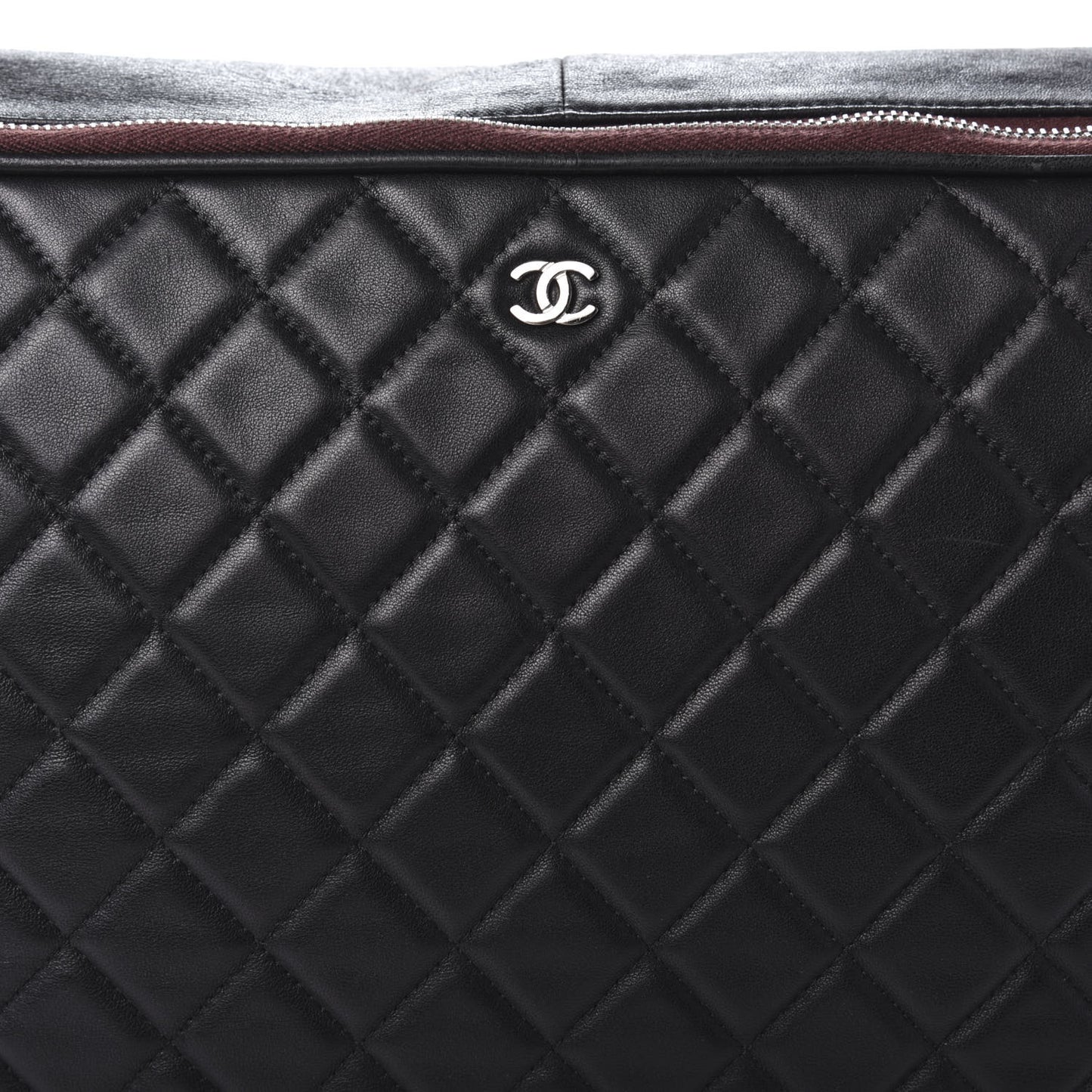 Lambskin Quilted Laptop Case Black
