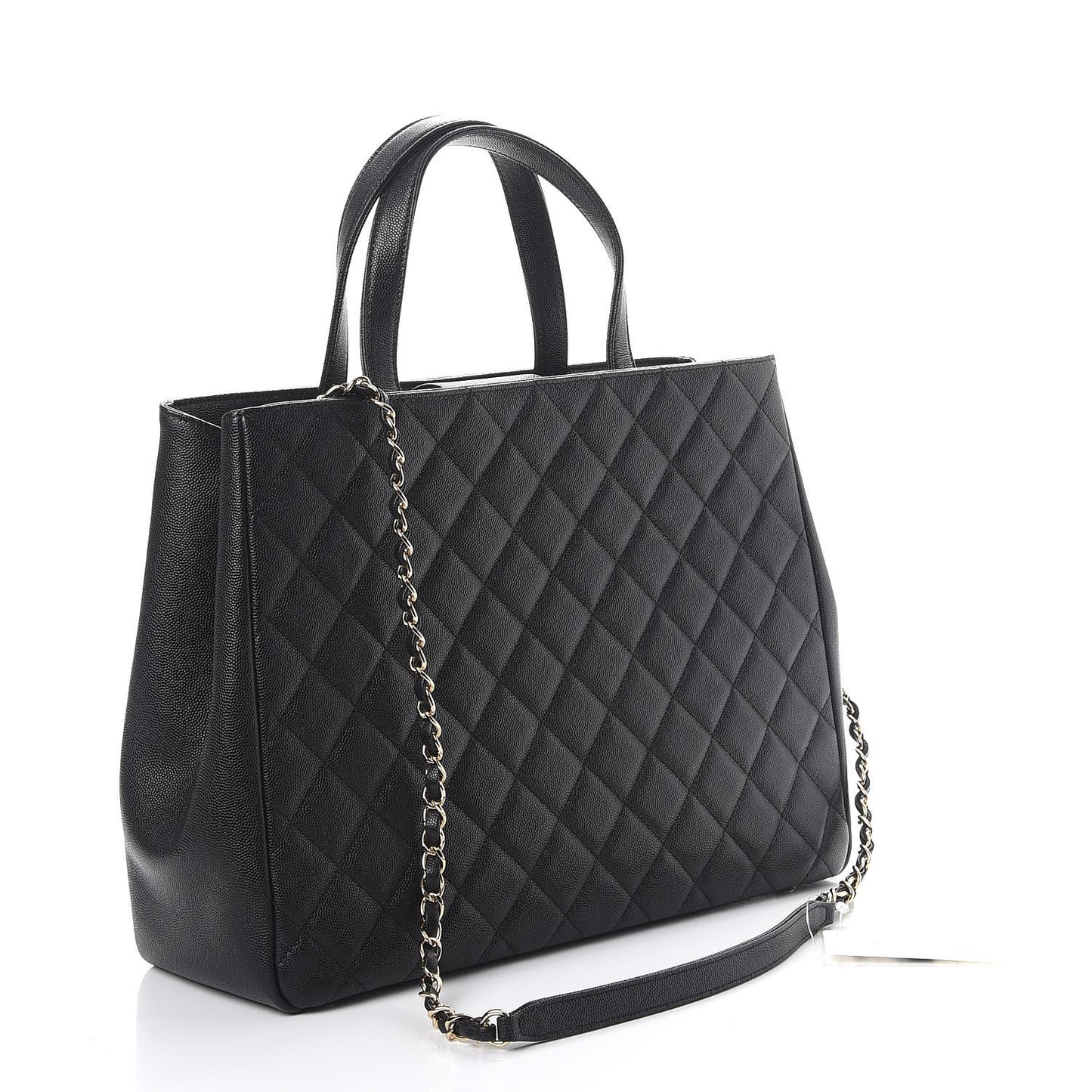 Caviar Quilted Large Business Affinity Shopping Bag Black