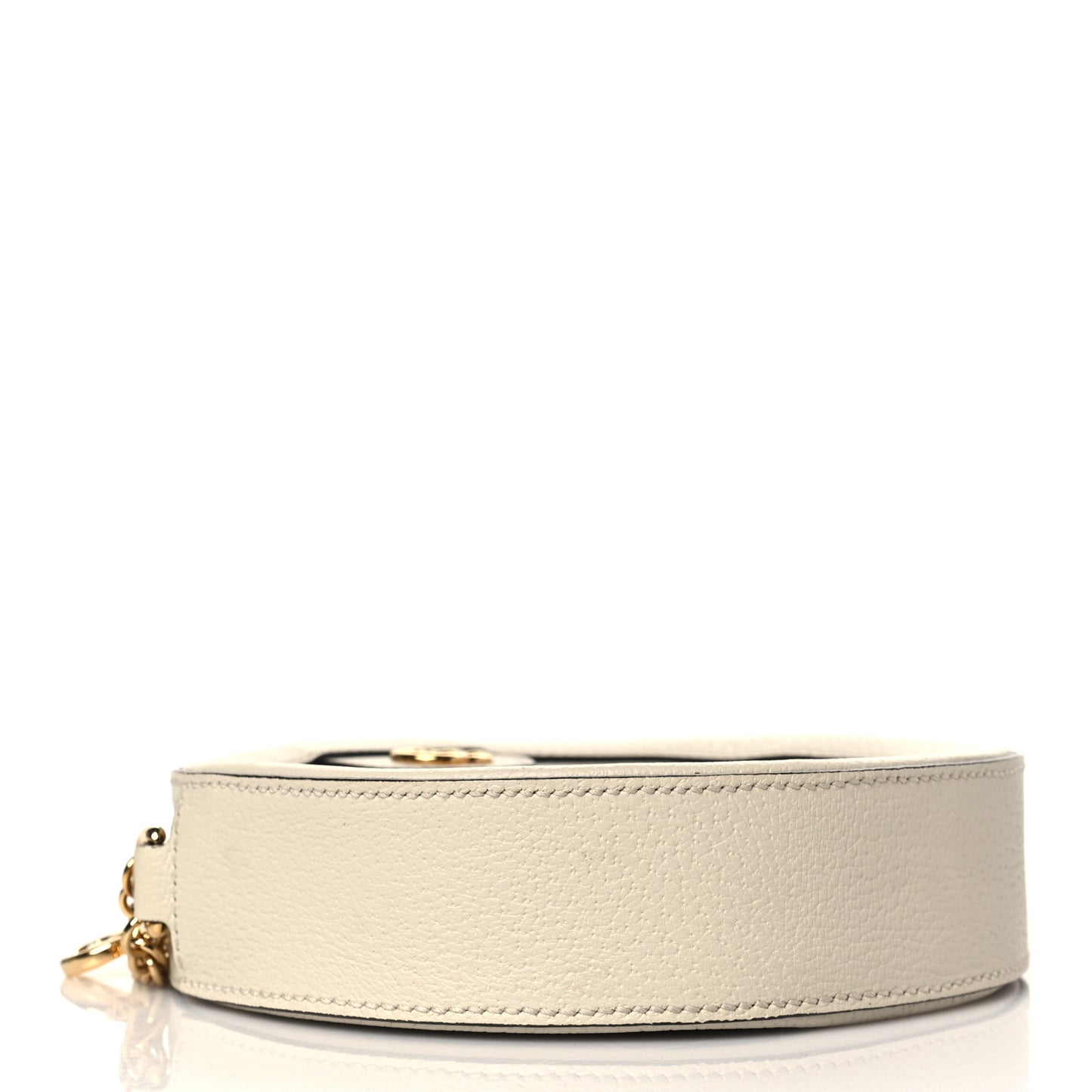 Textured Calfskin Web Mini Ophidia Round Shoulder Bag Mystic White