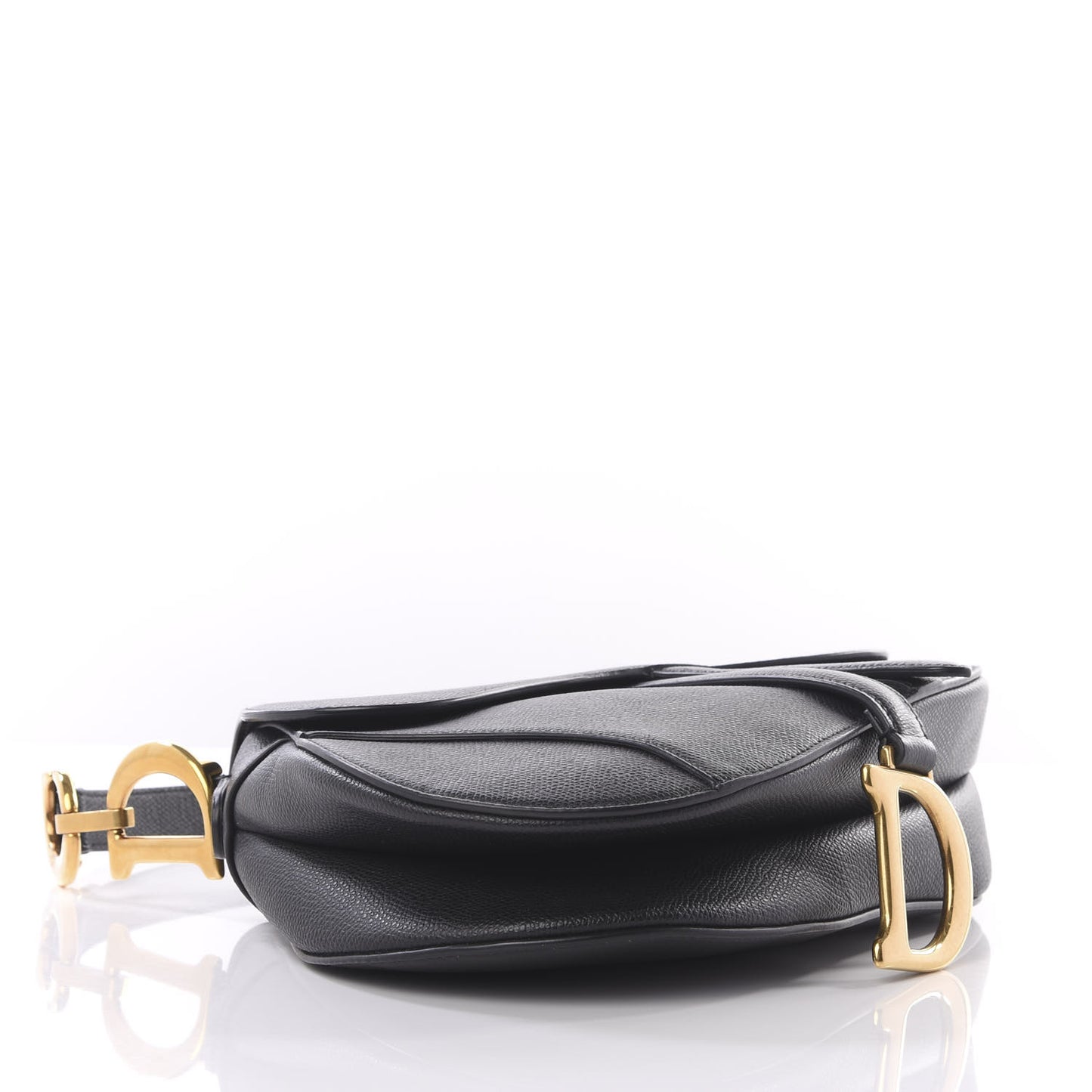 Grained Calfskin Saddle Bag Black