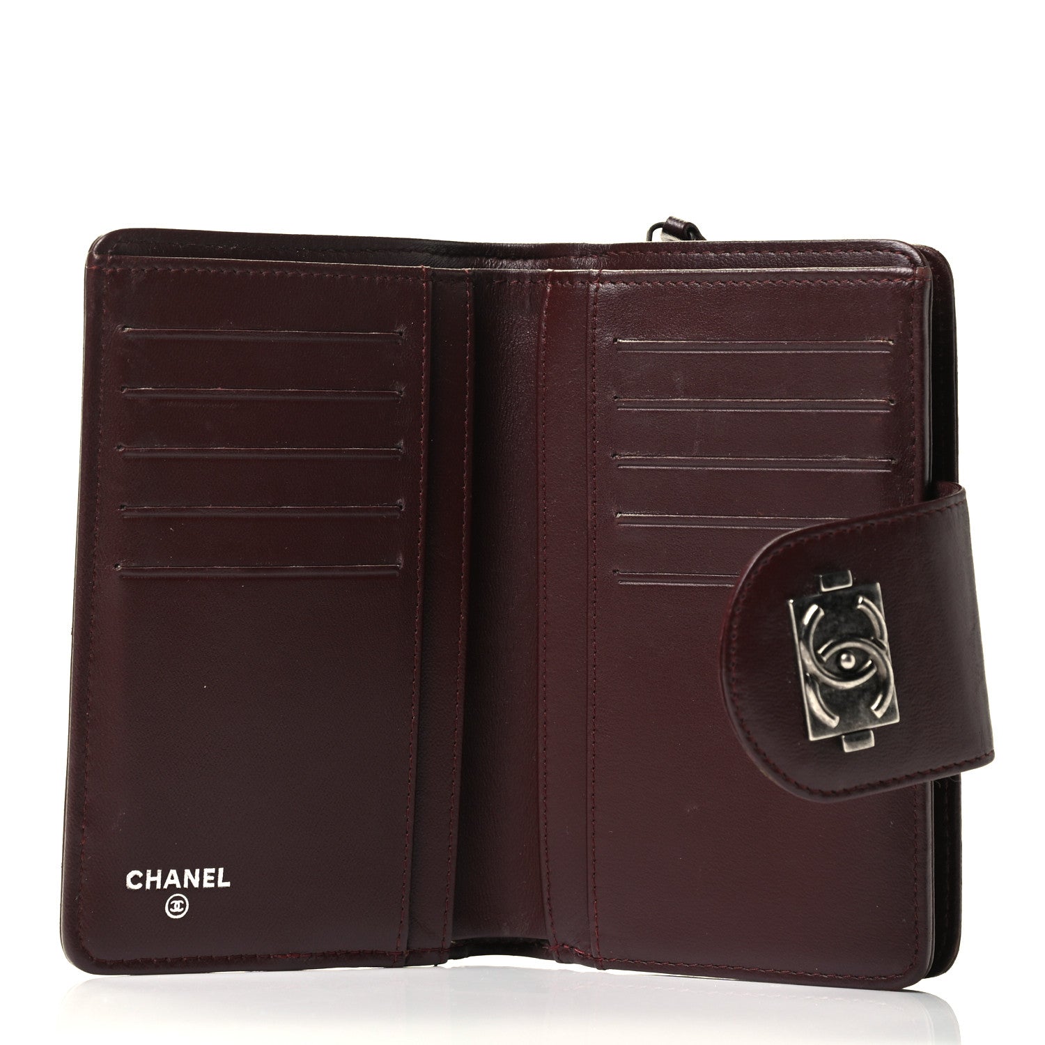 Chanel Lambskin Quilted Boy Zipped Pocket Wallet Burgundy 4 of 4
