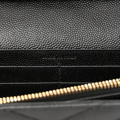 Saint Laurent Grain De Poudre Matelasse Chevron Monogram Chain Wallet Black 7 of 15