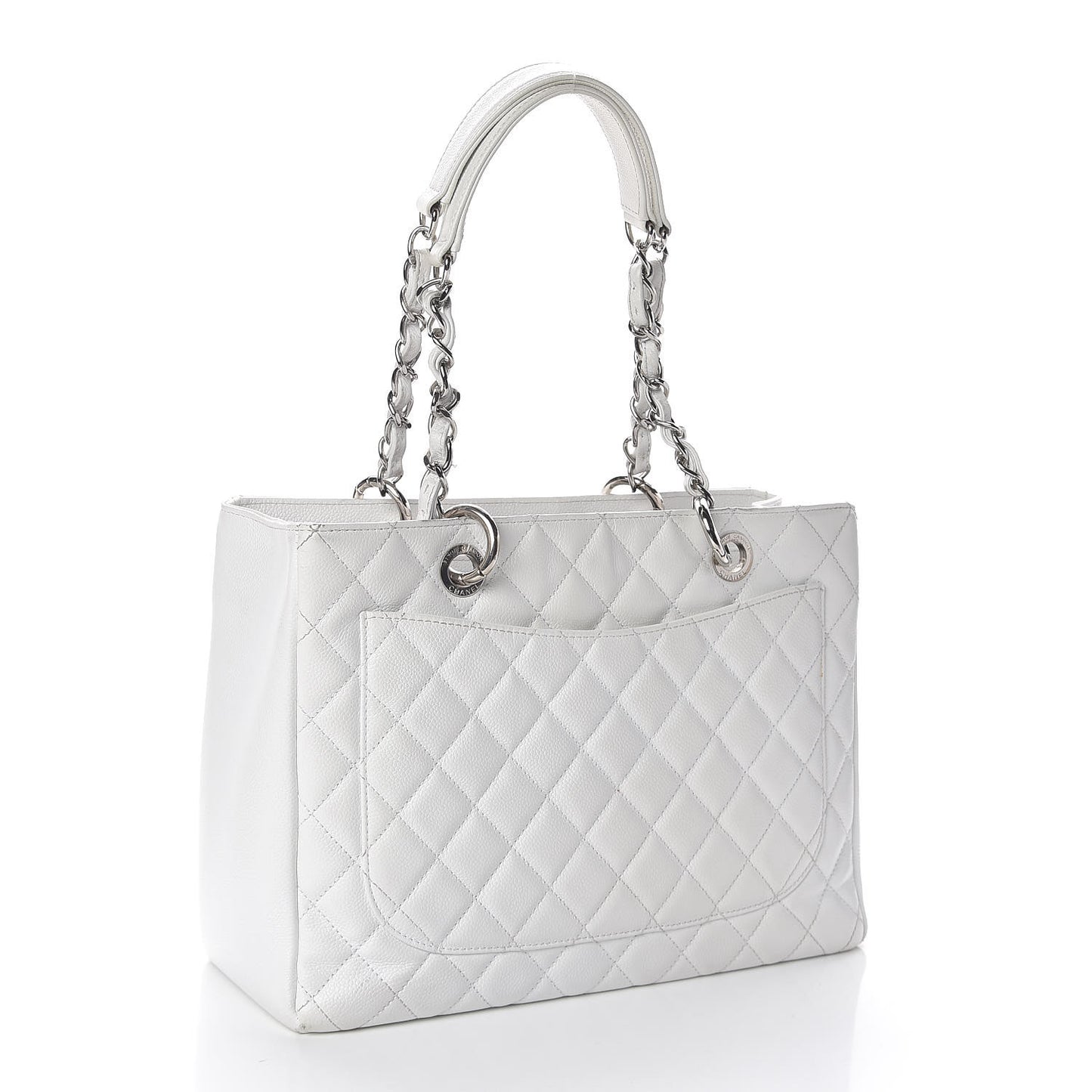 Caviar Quilted Grand Shopping Tote GST White