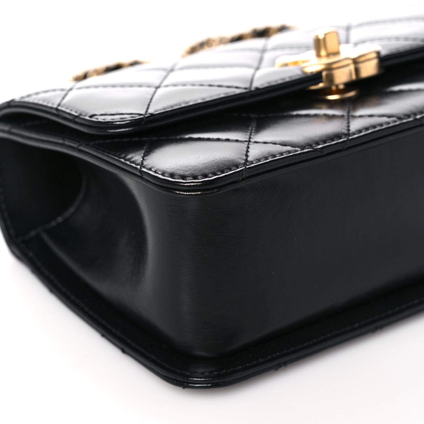 Calfskin Quilted Mini Perfect Fit Flap Black