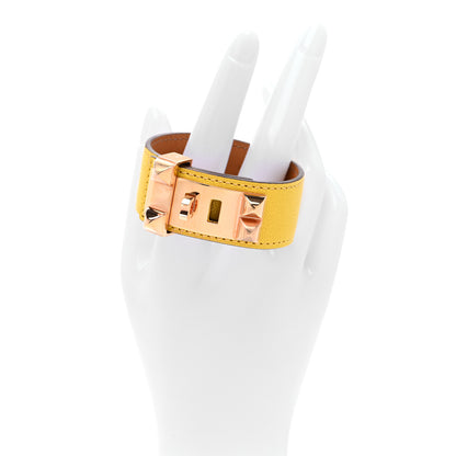 Hermes Chevre Chamkila Collier de Chien CDC 24 Bracelet T2 Jaune De Naples 2 of 5