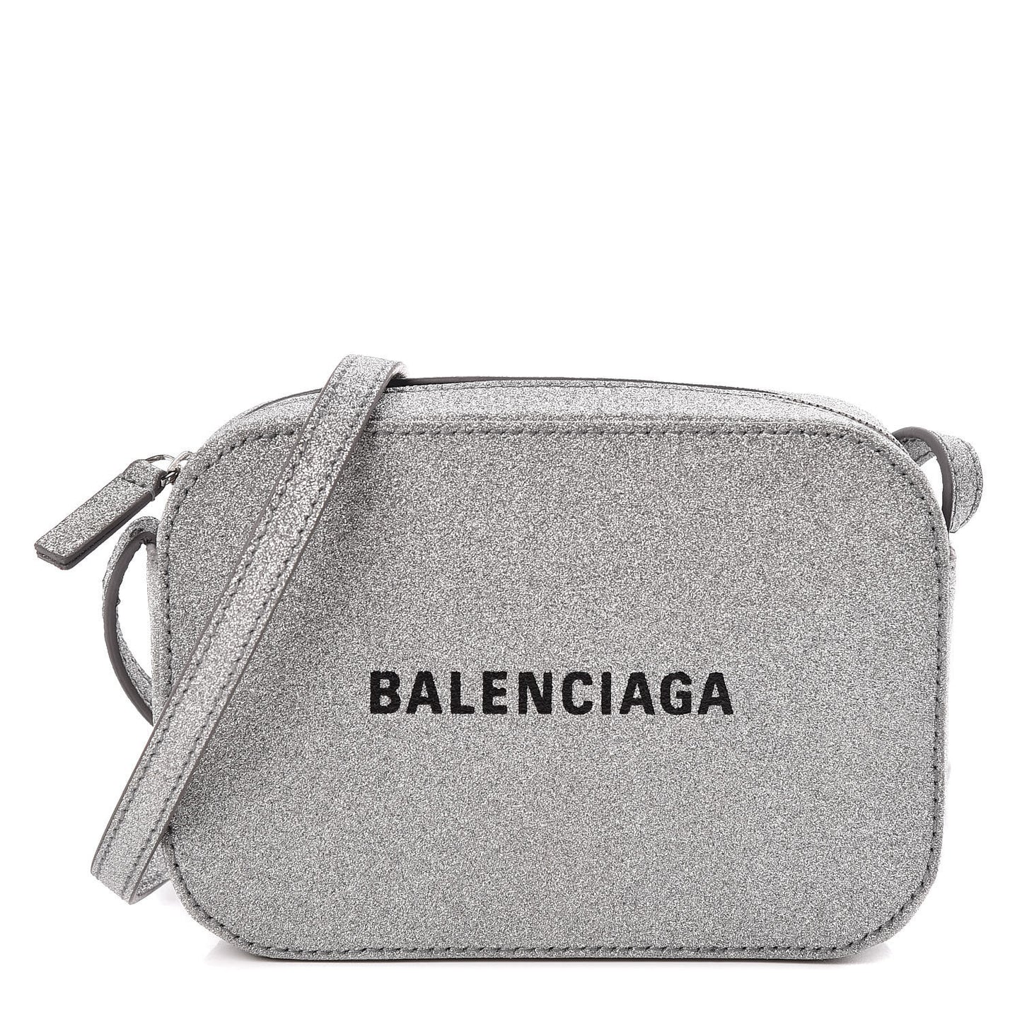 Glitter Calfskin Logo XS Everyday Camera Bag Silver
