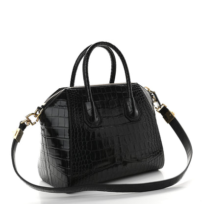 Givenchy Calfskin Crocodile Embossed Small Antigona Black 3 of 9