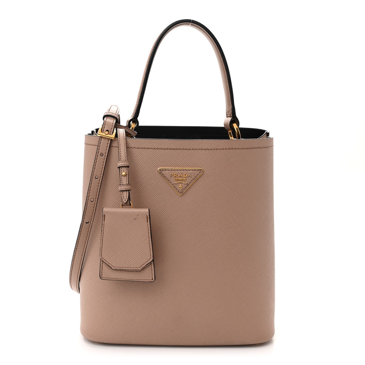 Prada Saffiano Cuir Medium Panier Bucket Bag Cipria Black 1 of 10