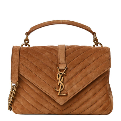 Saint Laurent Suede Matelasse Chevron Monogram Medium College Bag Cinnamon 1 of 13