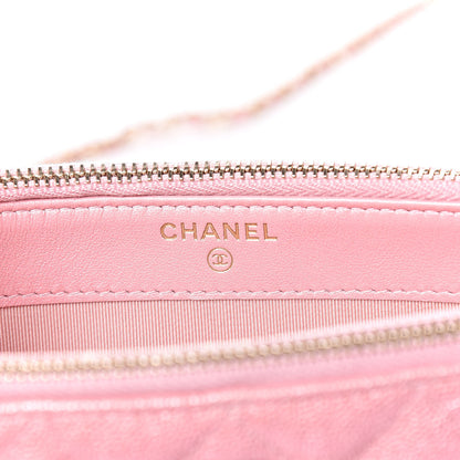 Chanel Iridescent Caviar Quilted Small Clutch With Chain Pink 6 of 13