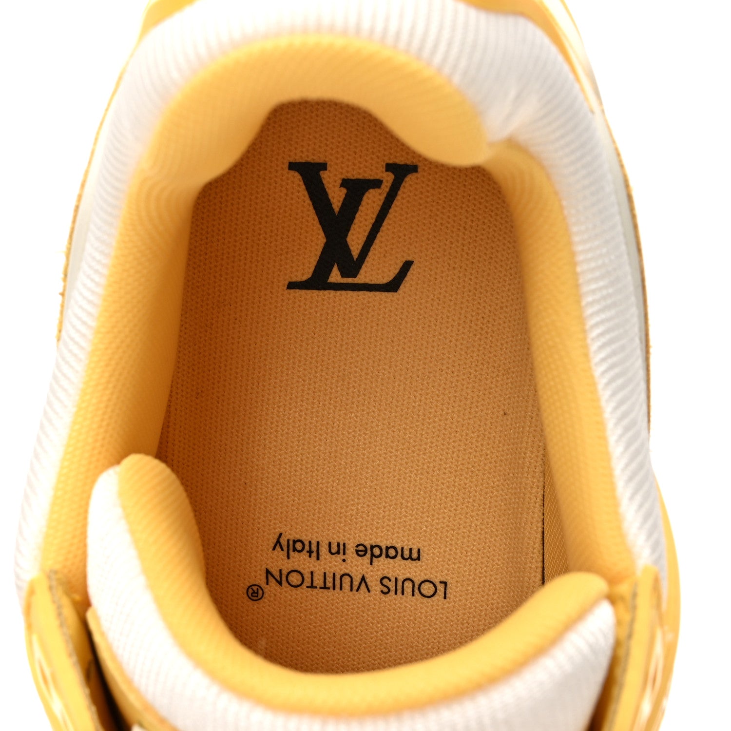 Louis Vuitton Nubuck Grained Calfskin Womens LV Trainer Sneakers 37 Yellow 9 of 10