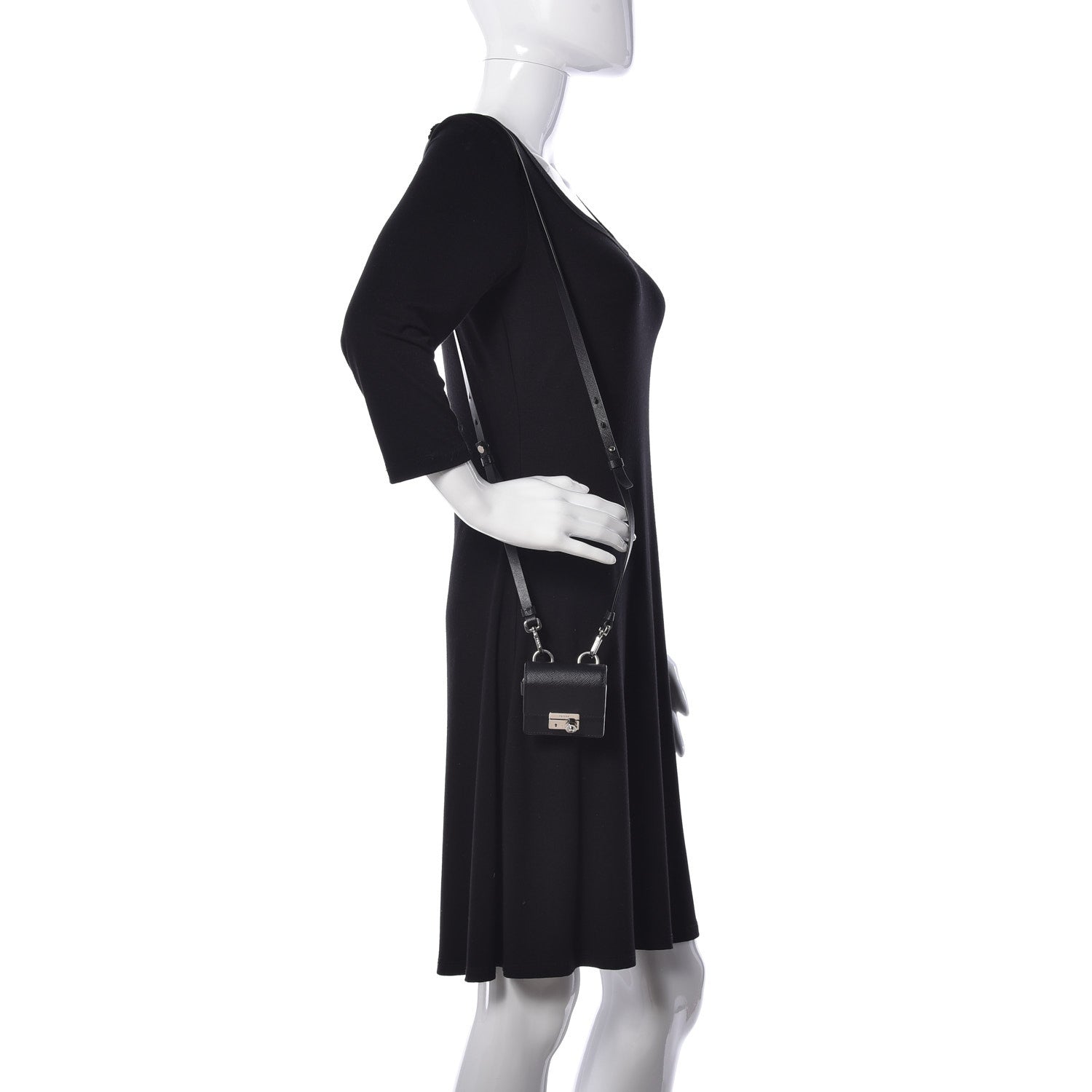 Prada Saffiano Lux Sound Crossbody Bag Black 2 of 10