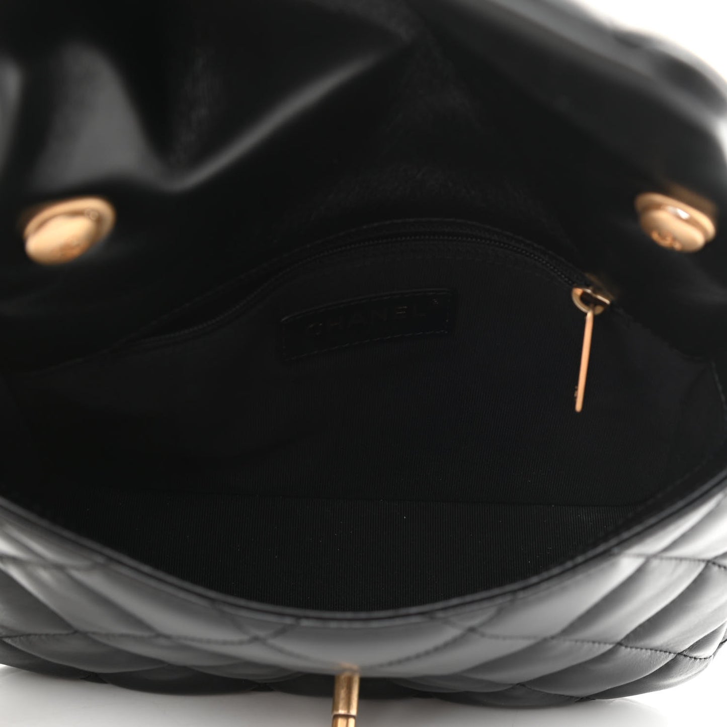 Lambskin Quilted Small Lacquered Chain Flap Black