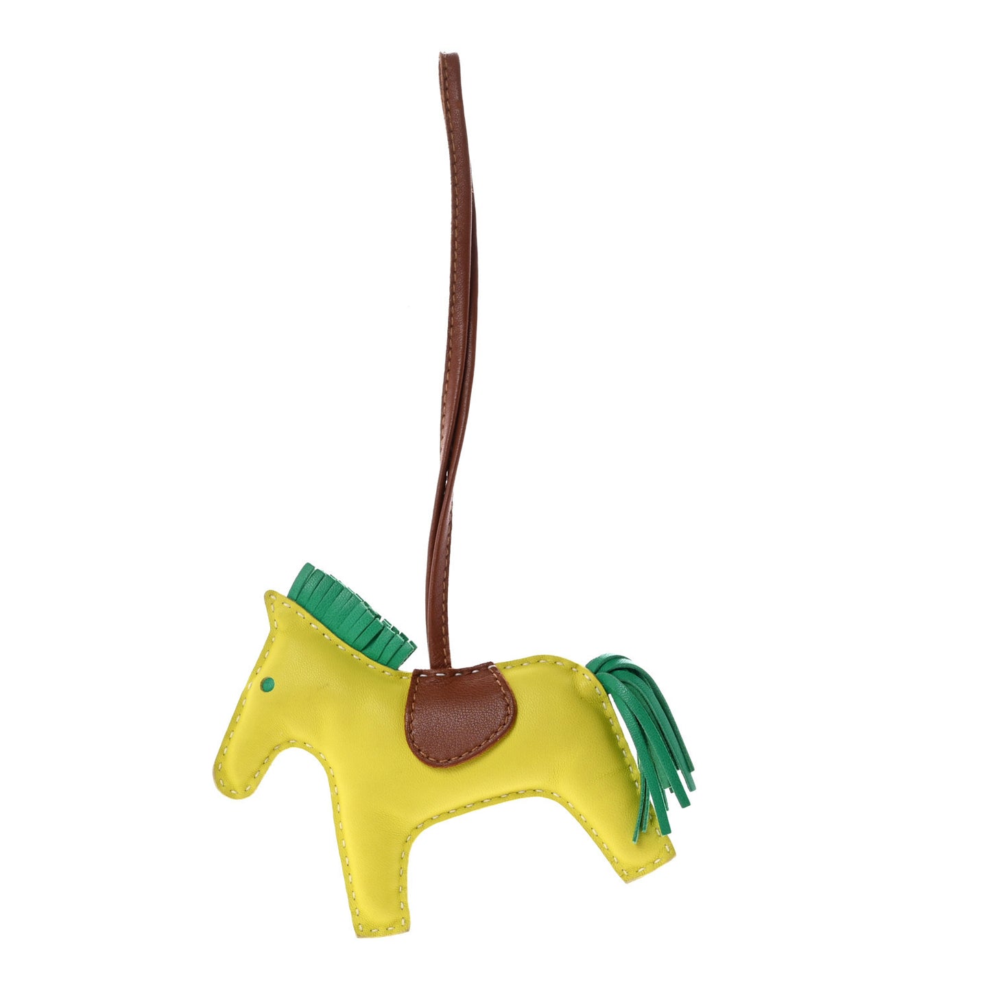 Milo Lambskin Grigri Rodeo Horse Bag Charm MM Lime Menthe Fauve