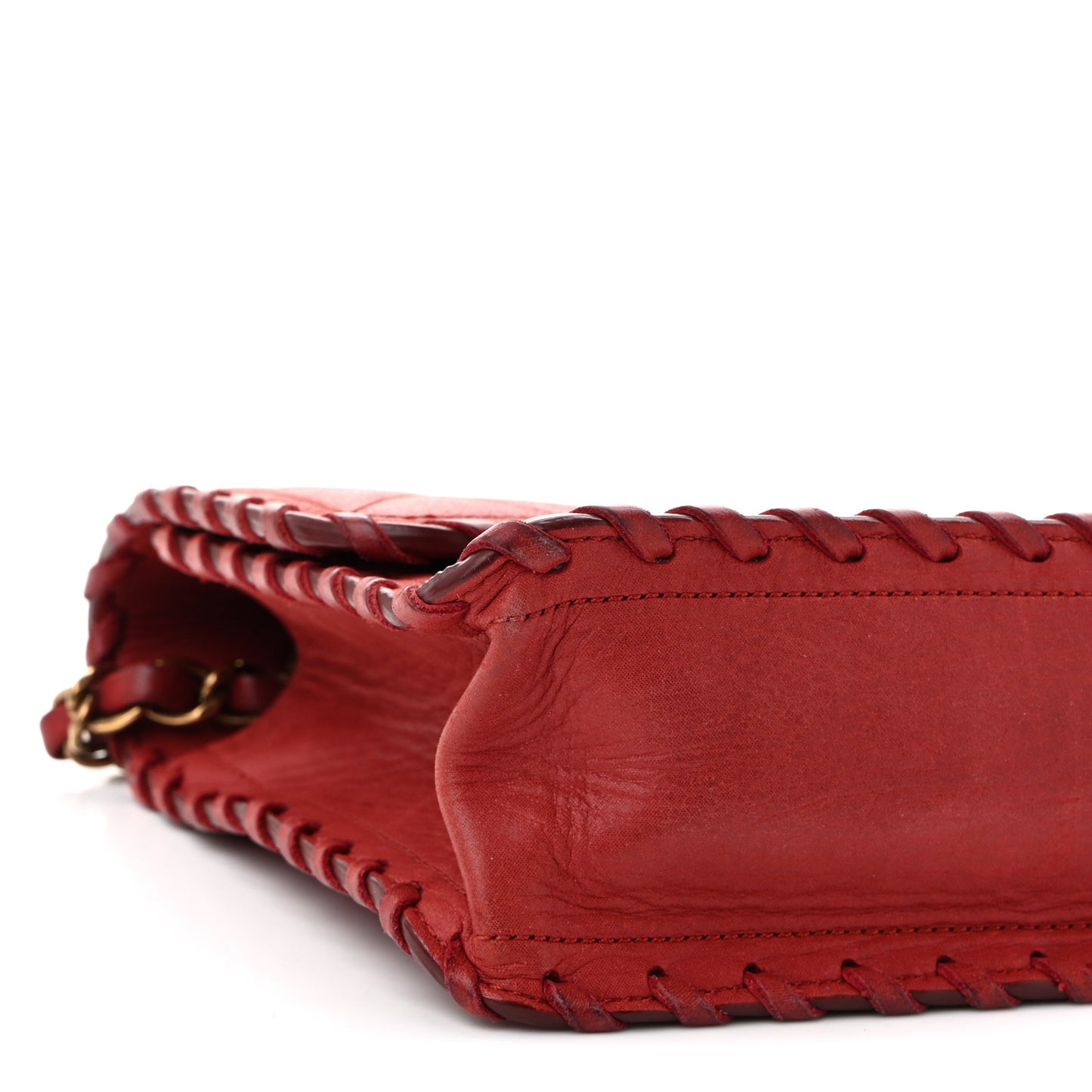 Iridescent Calfskin Medium Happy Stitch Flap Red