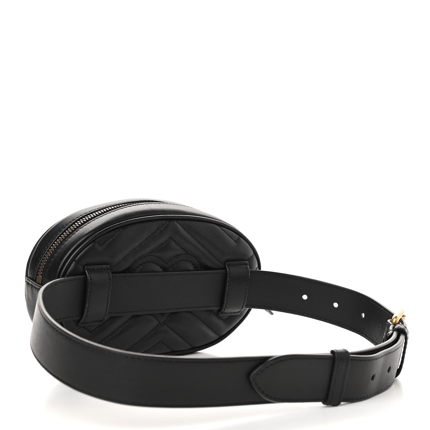 Gucci Calfskin Matelasse GG Marmont Belt Bag 75 30 Black 3 of 11