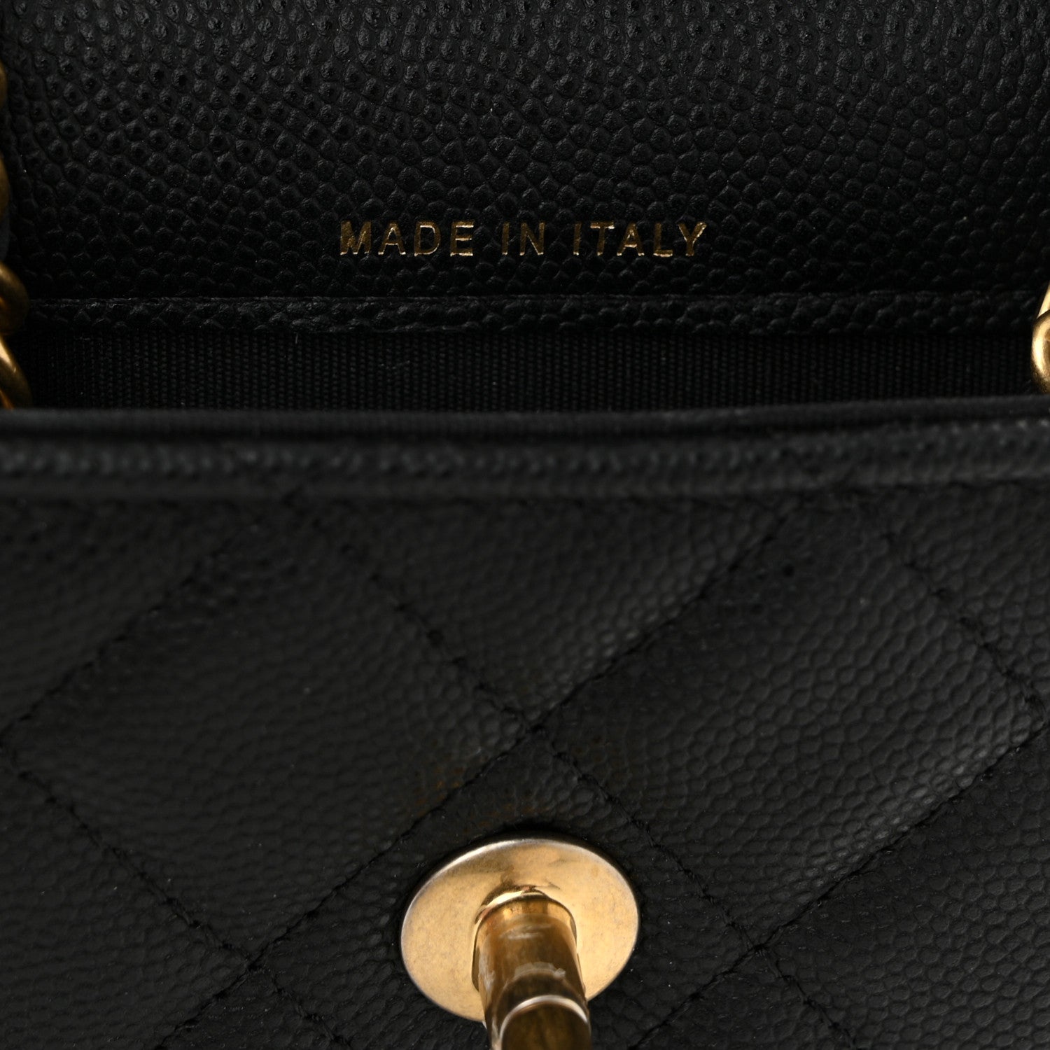Chanel Caviar Quilted Chain Handle Round Phone Holder Black 7 of 11