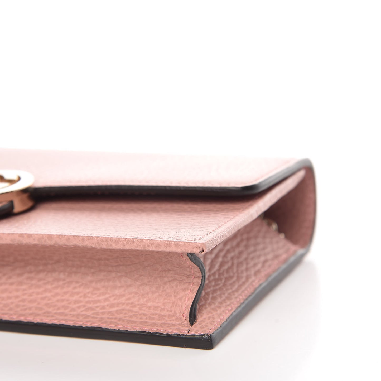 Dollar Calfskin Interlocking G Chain Wallet Soft Pink