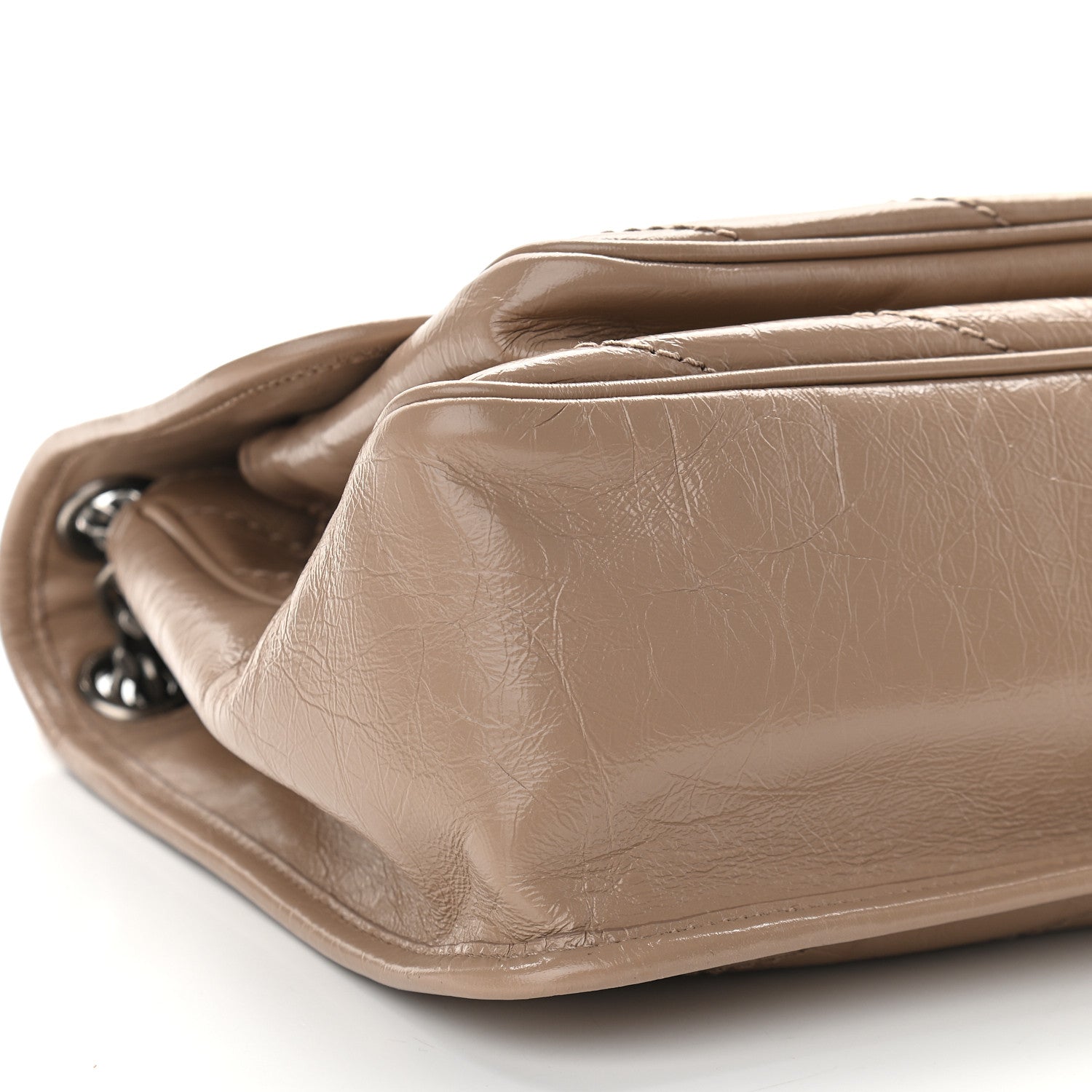 Saint Laurent Crinkled Calfskin Matelasse Monogram Medium Niki Chain Satchel Natural Tan 8 of 9