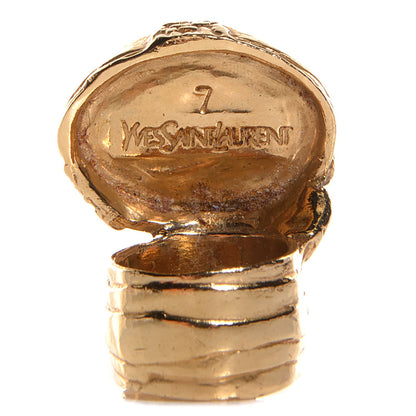 Saint Laurent Glass Cabochon Arty Ovale Ring 7 Gold Turquoise 3 of 4