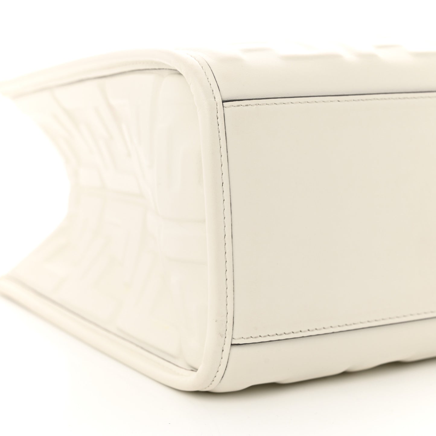 Vitello Plexiglass FF Embossed Small Fendi Sunshine Shopper Tote White