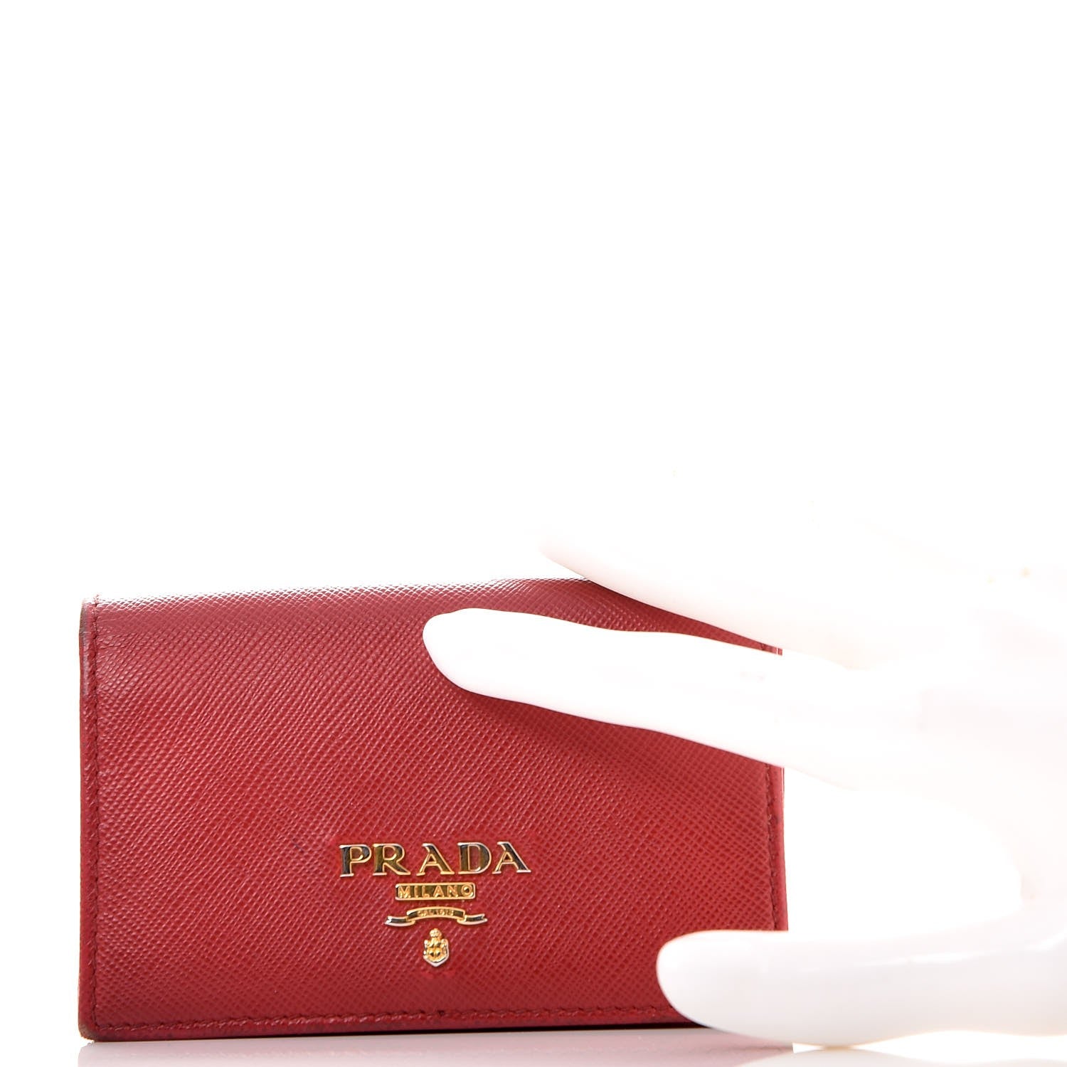 Prada Saffiano Metal Business Card Holder Wallet Ross 2 of 12