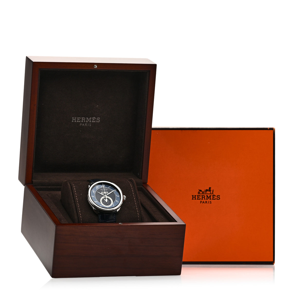 Stainless Steel Alligator 43mm Arceau Grande Lune Automatic Watch Bleu Abysse