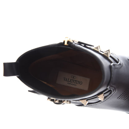 Valentino Garavani Calfskin Rockstud Double Buckle 50mm Cowboy Ankle Boots 38 Black 6 of 9