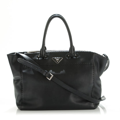 Prada City Calf Hand-Stitched Galleria Double Zip Tote Black 1 of 9